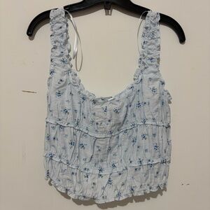 Envy+Grace Light Blue Floral Ruffle Tank Top